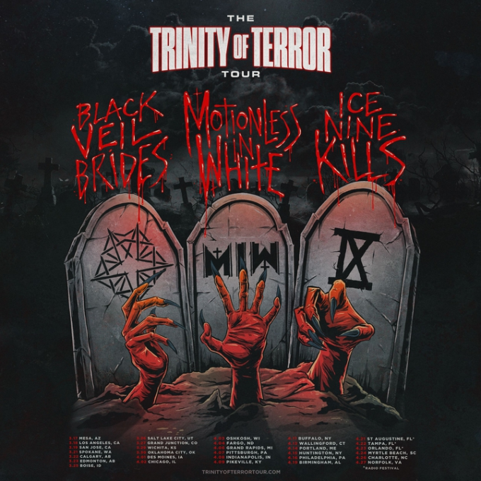 Trinity Of Terror Tour: Ice Nine Kills, Black Veil Brides & Motionless In White at Jacobs Pavilion at Nautica